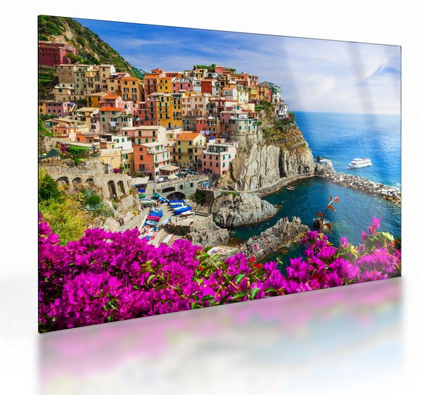 Skleněný obraz - Italská vesnička Manarola (70x50 cm)