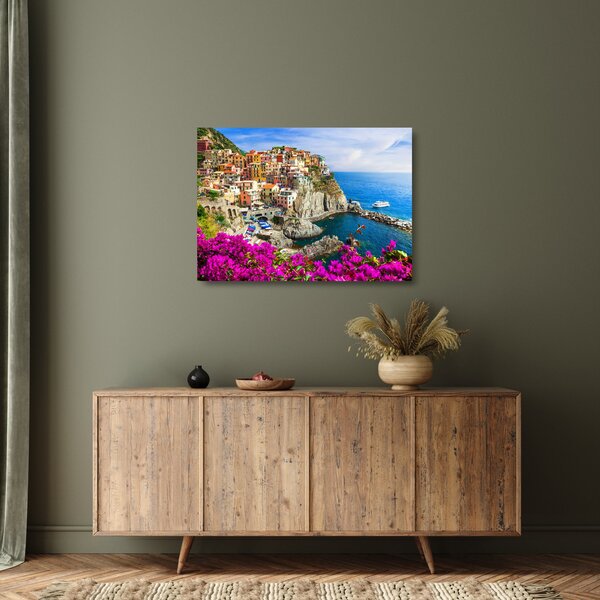 Skleněný obraz - Italská vesnička Manarola (70x50 cm)