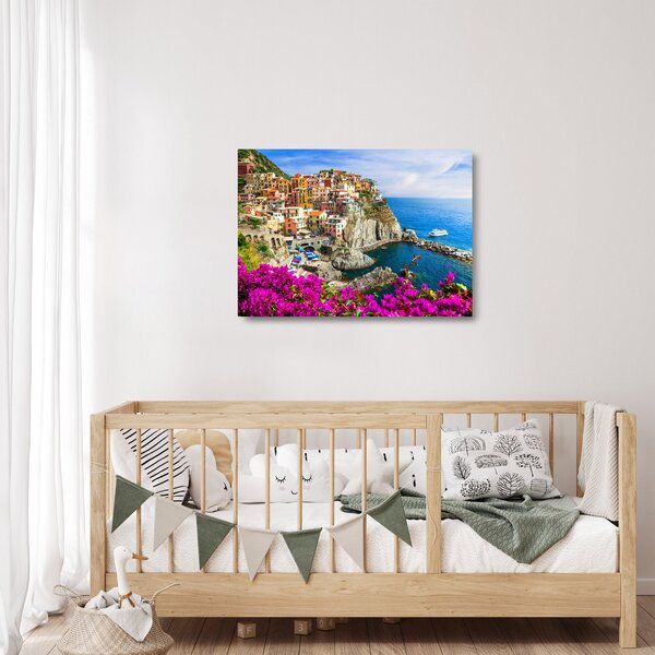 Skleněný obraz - Italská vesnička Manarola (70x50 cm)