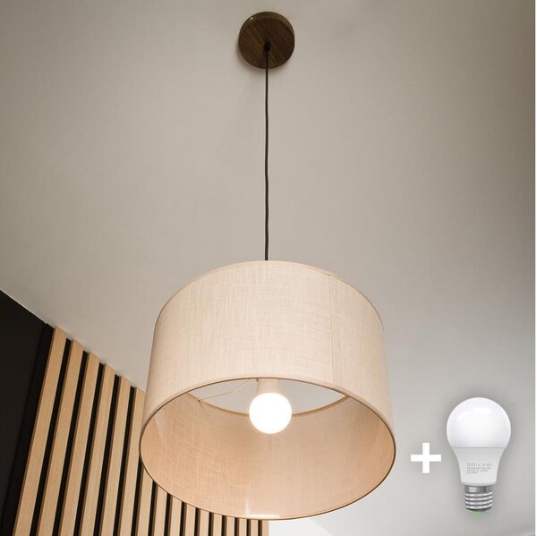 Brilagi - LED Lustr na lanku ANTHONY 1xE27/60W/230V dub ořech/béžová