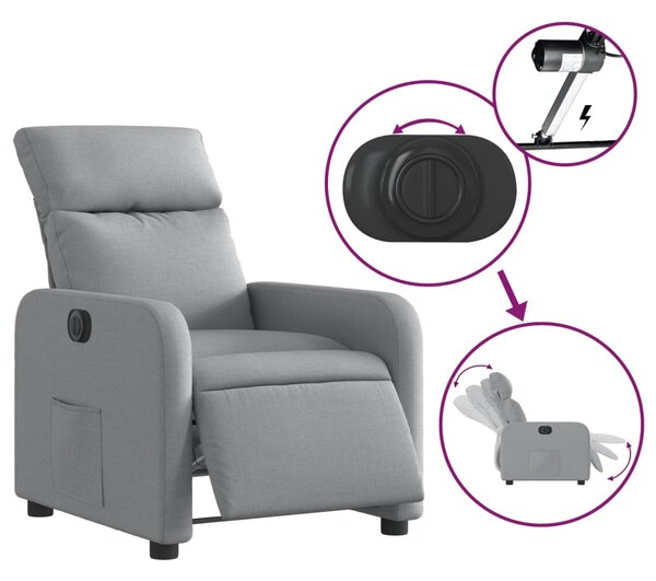 Elektrické polohovací křeslo světle šedé textil 3206681
