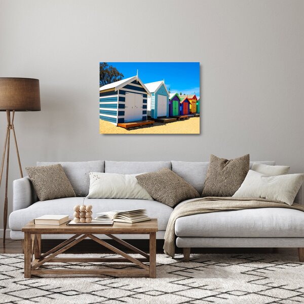 Skleněný obraz - Pláž Brighton, Melbourne, Austrálie (70x50 cm)