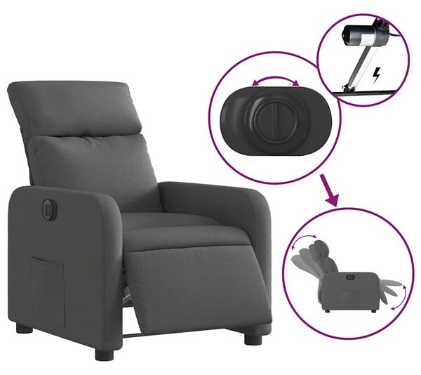 Elektrické polohovací křeslo tmavě šedé textil 3206682