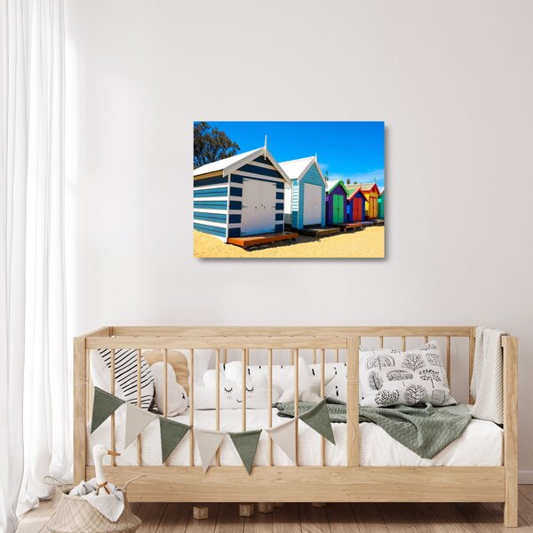 Skleněný obraz - Pláž Brighton, Melbourne, Austrálie (70x50 cm)