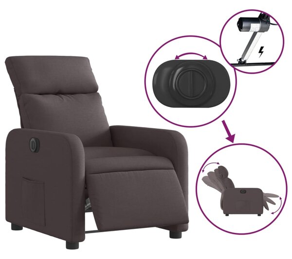 Elektrické polohovací křeslo tmavě hnědé textil 3206686