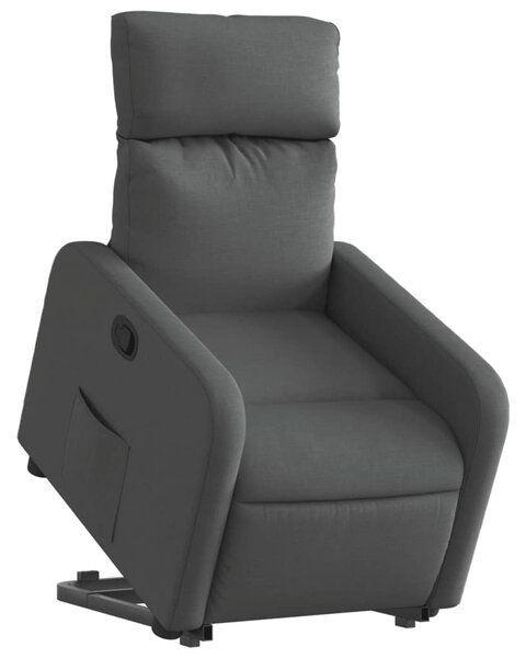 Zvedací polohovací křeslo tmavě šedé textil 3206700