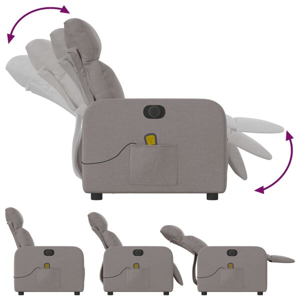 Elektrické masážní polohovací křeslo taupe textil 3206697