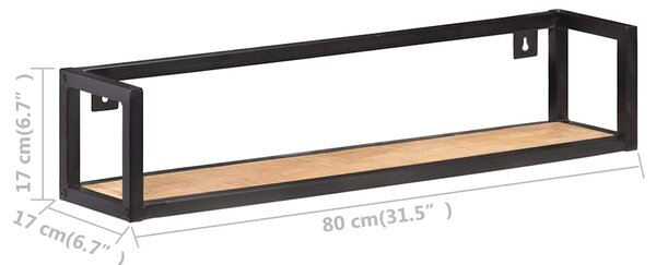 Nástěnné police 2 ks 80 cm hrubé mangovníkové dřevo 320670