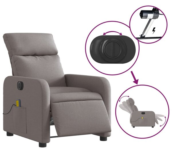 Elektrické masážní polohovací křeslo taupe textil 3206697