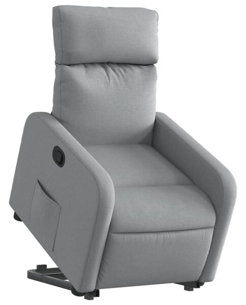 Zvedací polohovací křeslo světle šedé textil 3206699