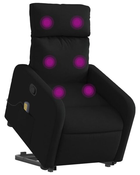 Zvedací masážní polohovací křeslo černé textil 3206710