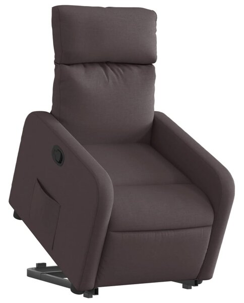 Zvedací polohovací křeslo tmavě hnědé textil 3206704