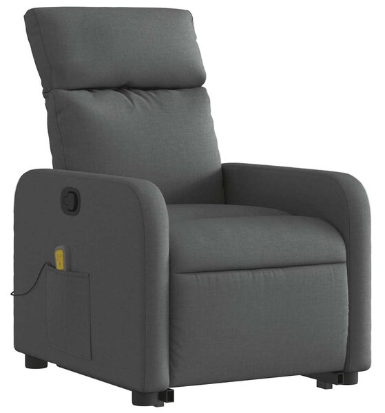 Zvedací masážní polohovací křeslo tmavě šedé textil 3206709