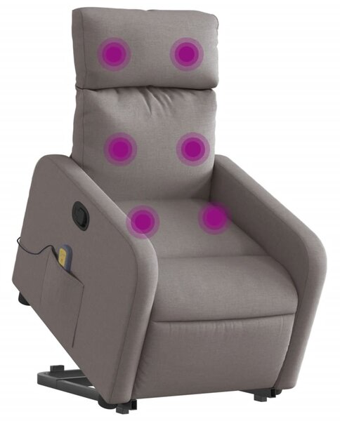 Zvedací masážní polohovací křeslo taupe textil 3206715