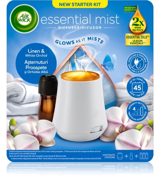 Air Wick Essential Mist Linen & White Orchid aroma difuzér s náplní 1 ks