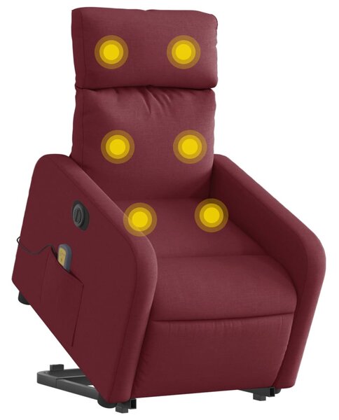 Elektrické zvedací masážní polohovací křeslo vínové textil 3206729