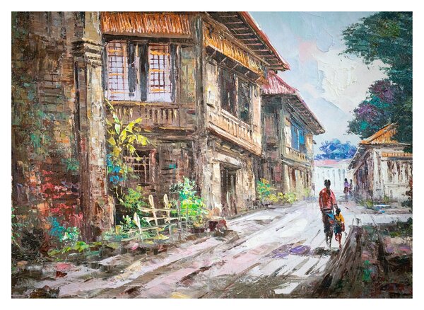 Skleněný obraz Filipínské vesnice, Asie (70x50 cm)