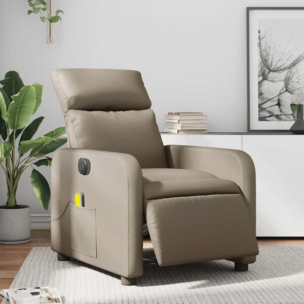 Elektrické masážní polohovací křeslo cappuccino umělá kůže 3206748