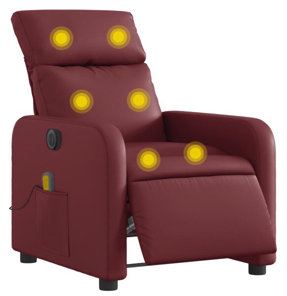 Elektrické masážní polohovací křeslo vínové umělá kůže 3206746