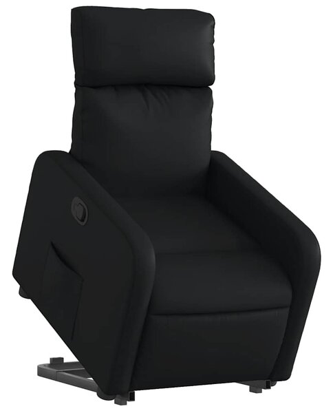 Zvedací polohovací křeslo černé umělá kůže 3206749
