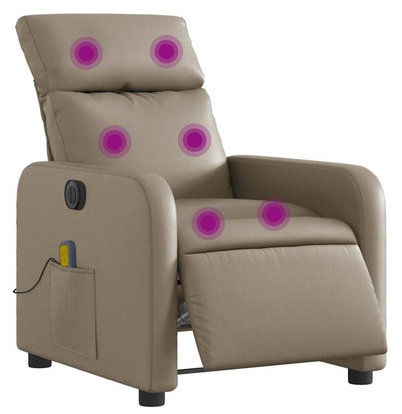Elektrické masážní polohovací křeslo cappuccino umělá kůže 3206748
