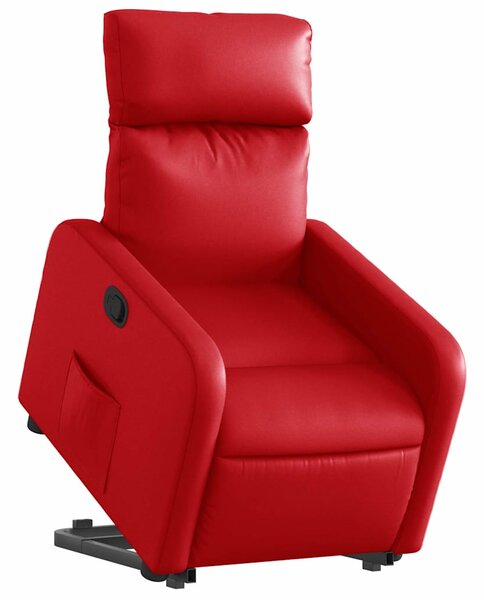 Zvedací polohovací křeslo červené umělá kůže 3206754