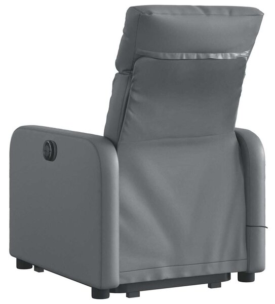 Zvedací masážní polohovací křeslo šedé umělá kůže 3206759