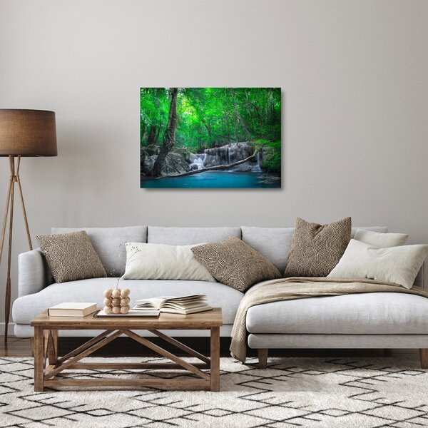 Skleněný obraz - Vodopád Erawan, Kanchanaburi, Thajsko (70x50 cm)