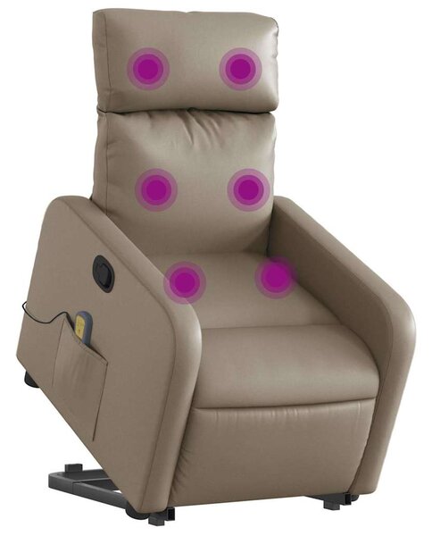 Zvedací masážní polohovací křeslo cappuccino umělá kůže 3206762