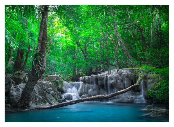 Skleněný obraz - Vodopád Erawan, Kanchanaburi, Thajsko (70x50 cm)