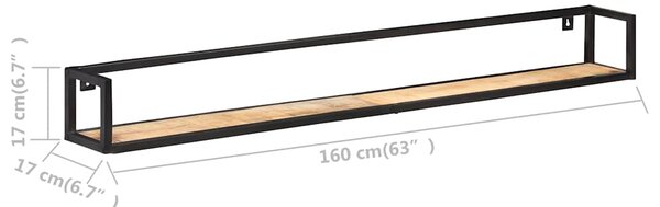 Nástěnné police 2 ks 160 cm hrubé mangovníkové dřevo 320676