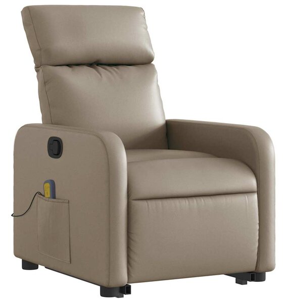 Zvedací masážní polohovací křeslo cappuccino umělá kůže 3206762