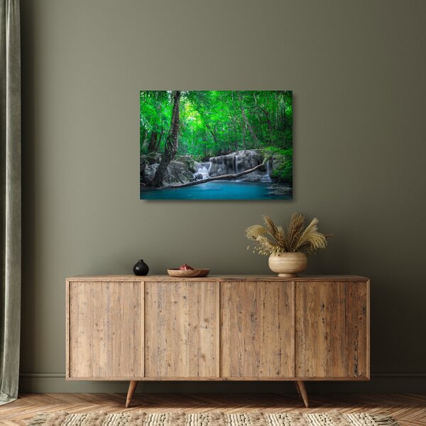Skleněný obraz - Vodopád Erawan, Kanchanaburi, Thajsko (70x50 cm)