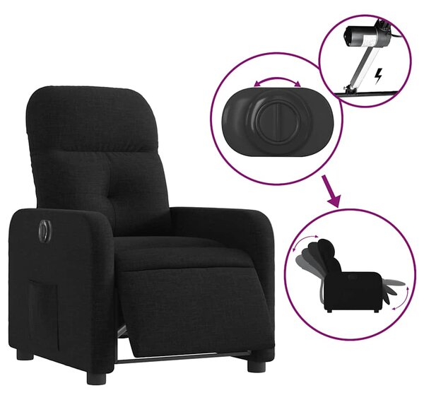 Elektrické polohovací křeslo černé textil 3206779