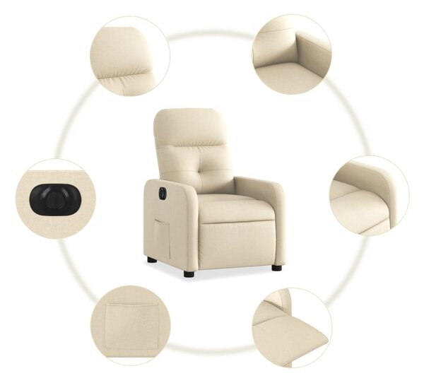 Elektrické polohovací křeslo krémové textil 3206785