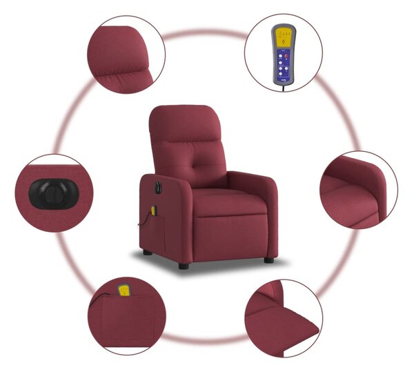 Elektrické masážní polohovací křeslo vínové textil 3206789