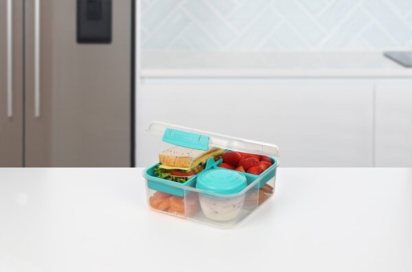 Sistema Dělený svačinový box To Go Bento Cube s nádobou na jogurt 1,25 l, zelená