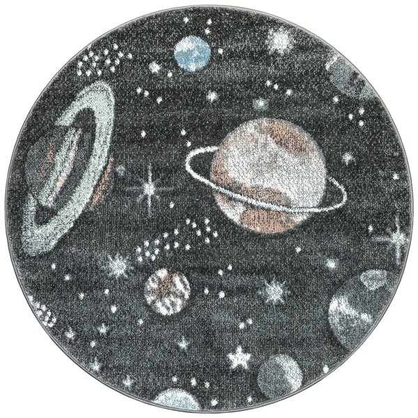 Makro Abra Kulatý dětský koberec Lima C288A Planety Vesmír šedý Rozměr: průměr 120 cm