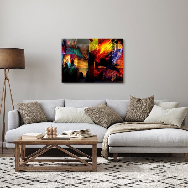Skleněný obraz - Barevná abstrakce města (70x50 cm)