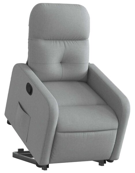 Zvedací polohovací křeslo světle šedé textil 3206795