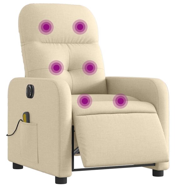 Elektrické masážní polohovací křeslo krémové textil 3206794