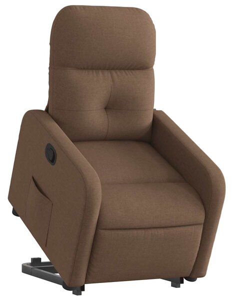 Zvedací polohovací křeslo hnědé textil 3206799