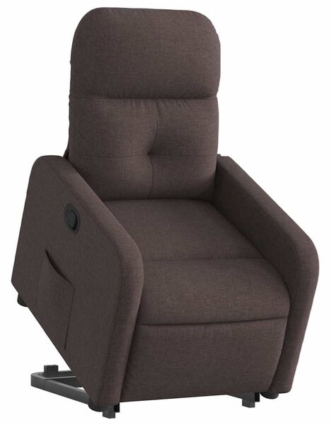 Zvedací polohovací křeslo tmavě hnědé textil 3206800