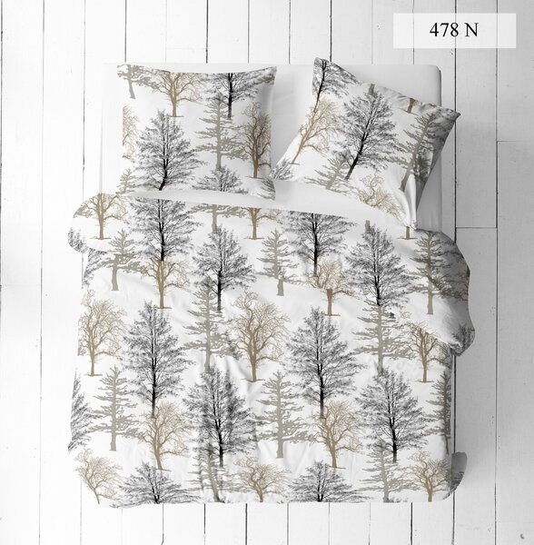 Bavlněná látka 100% bavlny, 125 g/m², šíře 160 cm, stromy na bílém