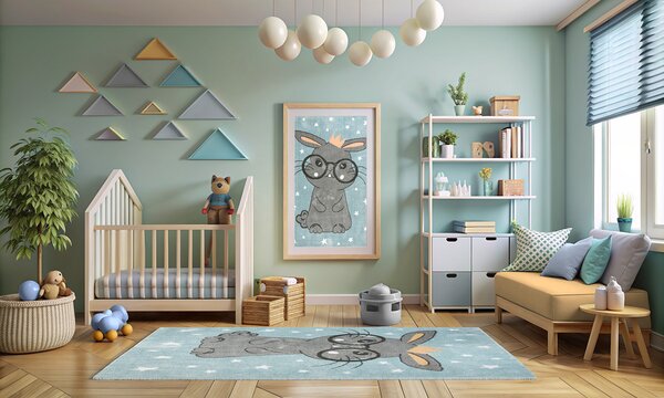 Makro Abra Dětský kusový koberec Lima 9377C Králíček Hvězdičky modrý šedý Rozměr: 100x150 cm