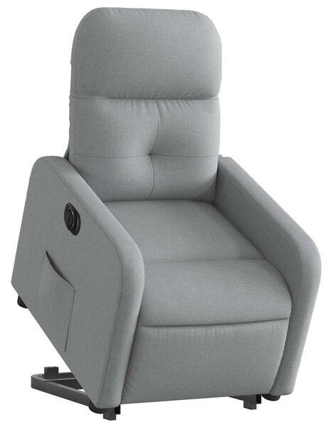 Elektrické zvedací polohovací křeslo světle šedé textil 3206813