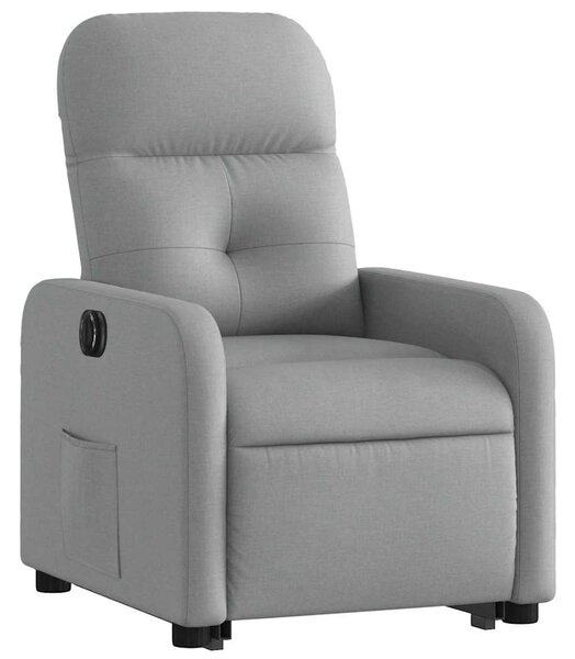 Elektrické zvedací polohovací křeslo světle šedé textil 3206813