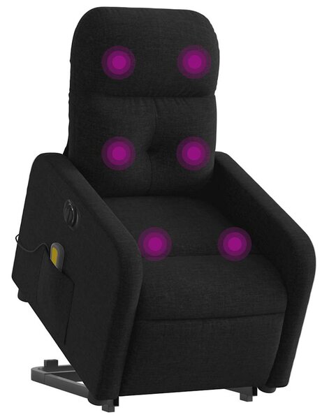 Elektrické zvedací masážní polohovací křeslo černé textil 3206824