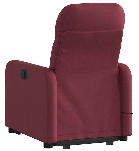 Elektrické zvedací masážní polohovací křeslo vínové textil 3206825