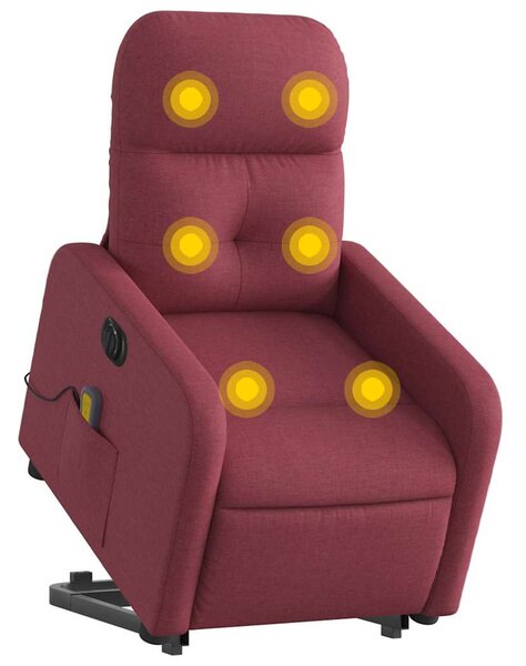 Elektrické zvedací masážní polohovací křeslo vínové textil 3206825